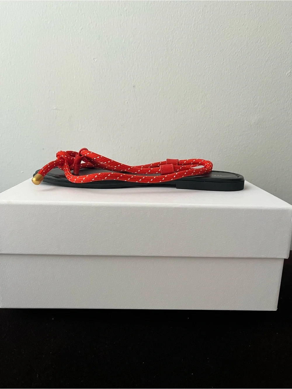 Veronica Beard Flame Red Carmina Cord Sandals